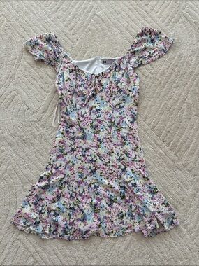 SO Floral Off-Shoulder Dress in Pink, Blue, Green